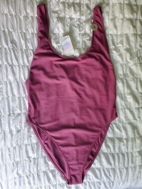 Forever 21 Berry Pink Scoop-Back One-Piece Swimsuit